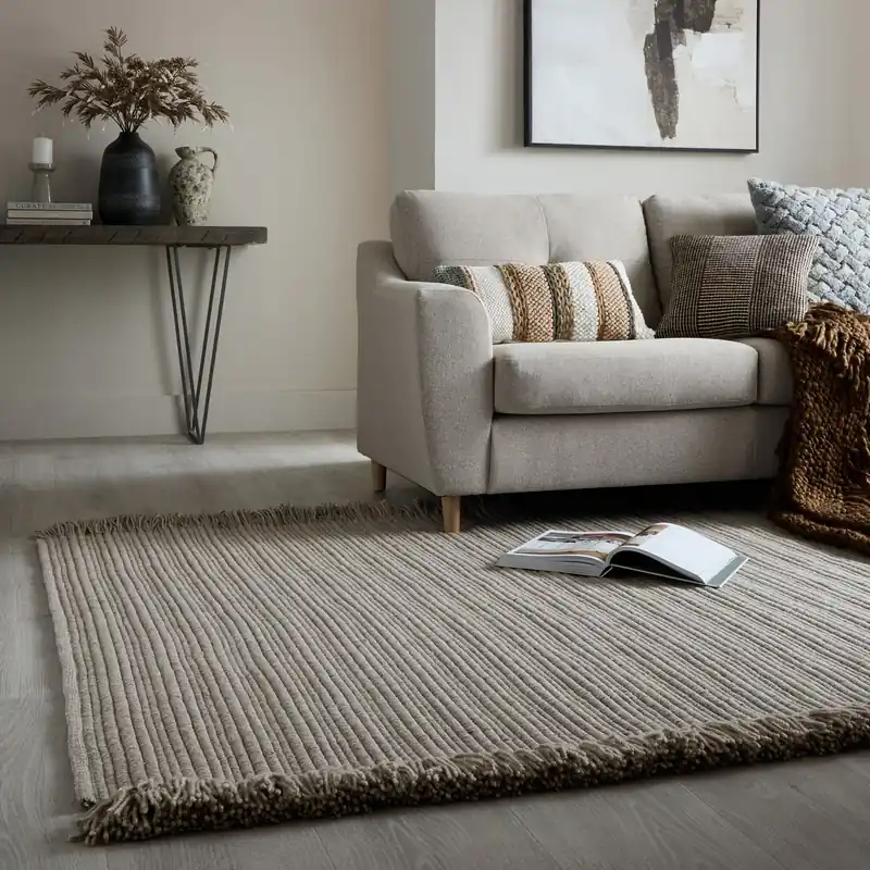 Betrouwbaar Wollen vloerkleed - Rene Fringed Grijs