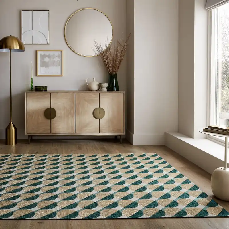 Geometrisch vloerkleed - Carlos Groen/Geel Trendy