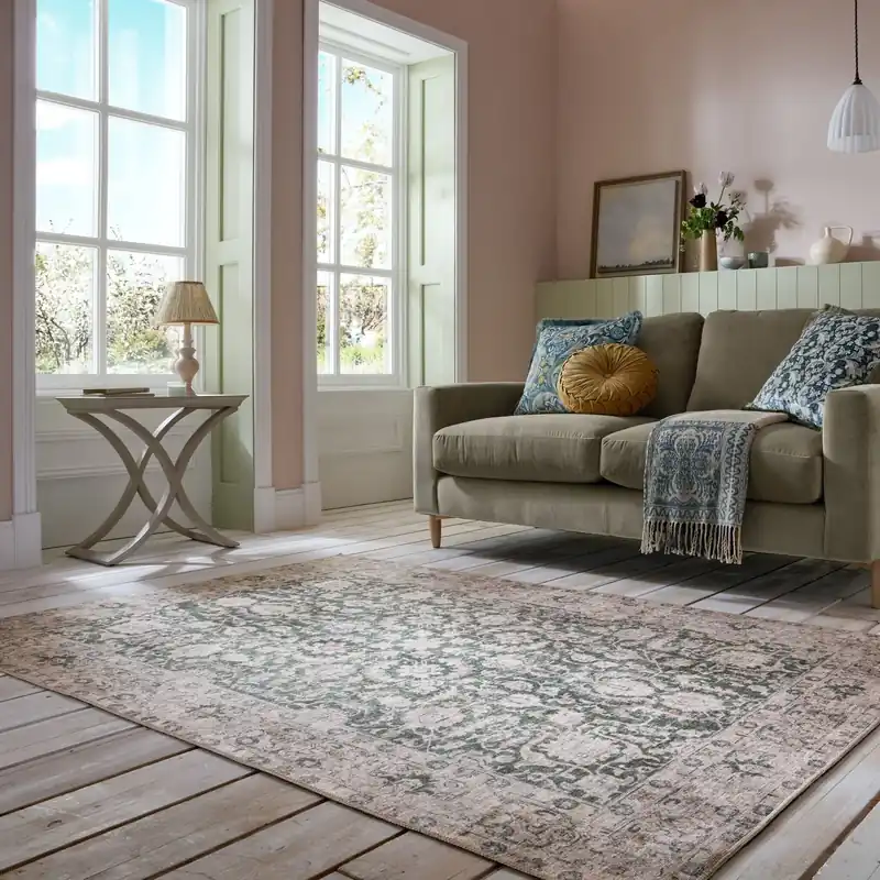 Wasbaar vintage vloerkleed - Beau Floral Groen Meest Verkocht