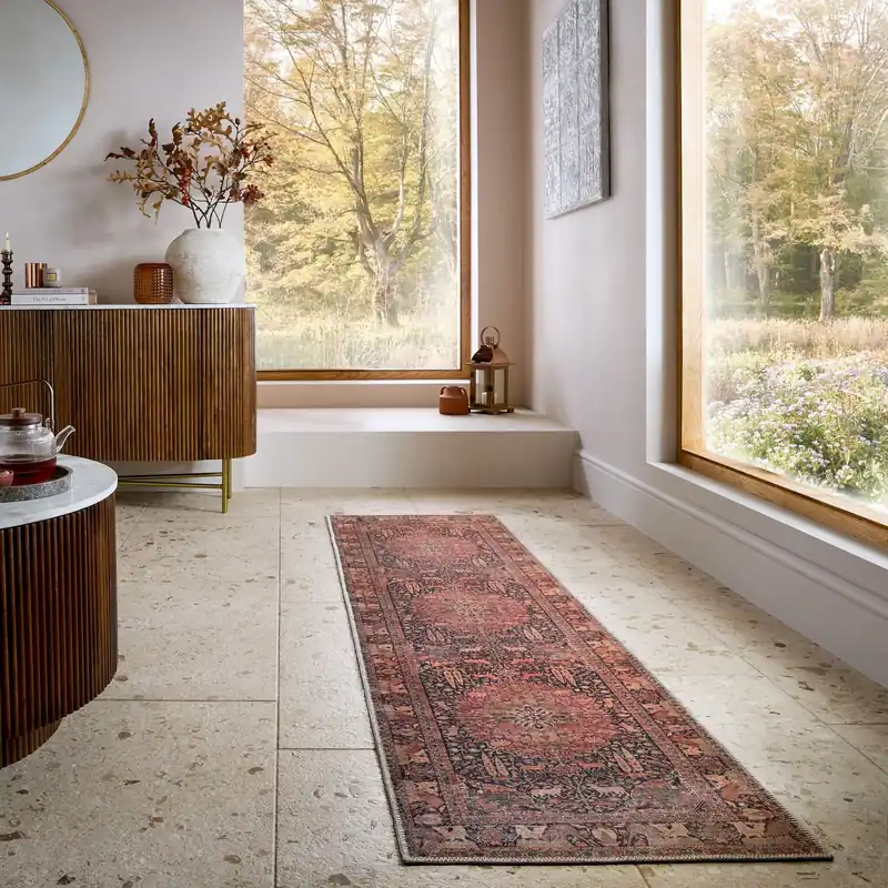 Wasbaar vintage loper – Nico Global Rood Aanbieding