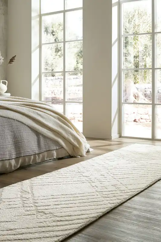Geometrisch loper – Remy Circular Knit Crème Betrouwbaar