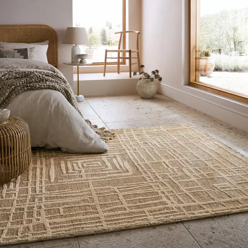 Bestel Nu Geometrisch vloerkleed – Elliot Circular Knit Beige