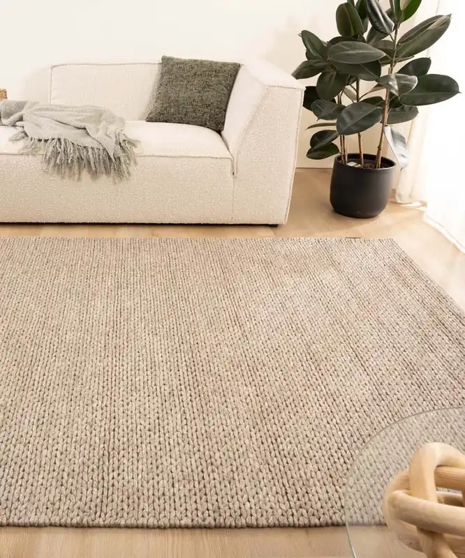 Topkwaliteit Wollen vloerkleed – Hyssing zandkleur Black Friday-36%