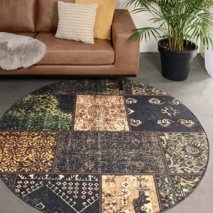 Rond patchwork vloerkleed – Fade No.1 olijfgroen Black Friday-48% Premium