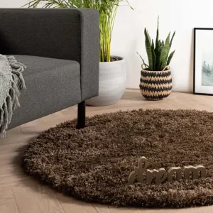 Limited Edition Rond hoogpolig vloerkleed – Cozy Shaggy – bruin -73%