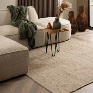 Plaats Bestelling Wollen vloerkleed vierkant – Ulstein naturel/grijs Black Friday-42%