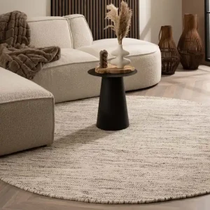 Budget Rond wollen vloerkleed – Ulstein wit/zwart Black Friday-40%