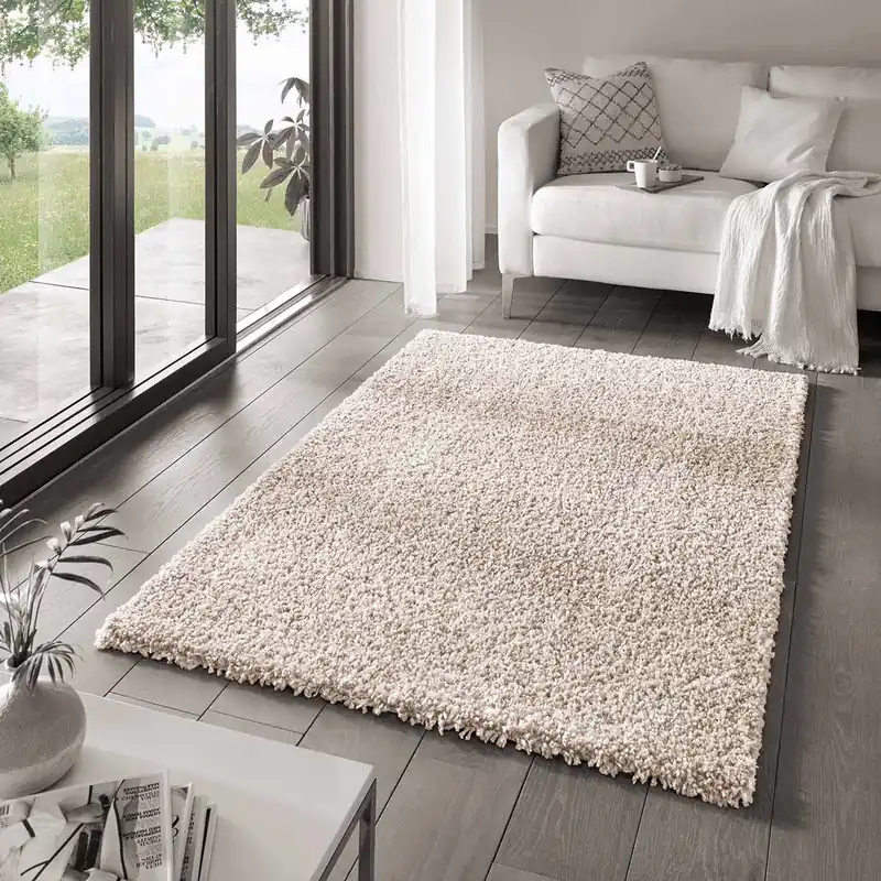 Origineel Hoogpolig vloerkleed effen Classic – crème -42%