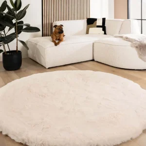 Fluffy vloerkleed rond – Comfy Deluxe crème Black Friday-46% Koopje