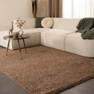Lage Kosten Hoogpolig vloerkleed shaggy Trend effen – mokka -67%