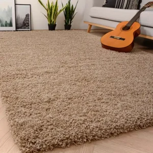 Speciale Aanbieding Hoogpolig vloerkleed shaggy Grand effen – beige -31%