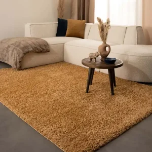 Goedkoop Hoogpolig vloerkleed shaggy Trend effen – goud    -61%