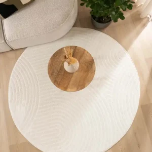 Nieuw Model Rond vloerkleed Scandinavisch – Contour Curve crème Black Friday-50%