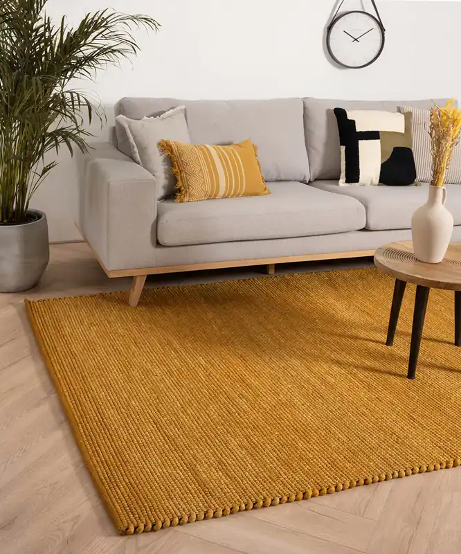 Wollen vloerkleed Lett – okergeel Black Friday-42% Nieuw Model