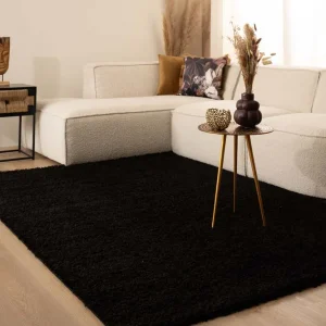 Hoogpolig vloerkleed shaggy Trend effen – zwart    -54% Snelle Levering
