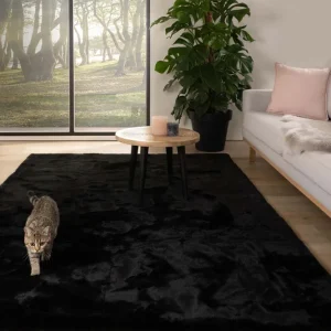 Zacht hoogpolig vloerkleed – Comfy plus – zwart Black Friday-41% Aanbieding