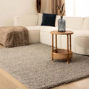 Tijdelijk Beschikbaar Hoogpolig vloerkleed shaggy Trend effen – lichtgrijs -54%