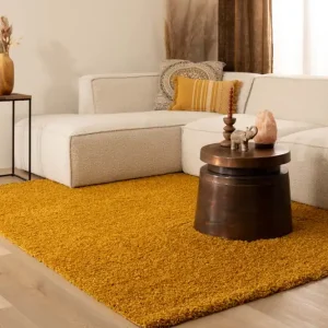 Express Levering Hoogpolig vloerkleed shaggy Trend effen – okergeel    -50%
