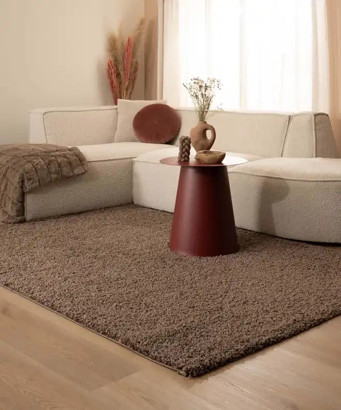 Hoogpolig vloerkleed shaggy Trend effen – taupe -55% Direct Verzonden