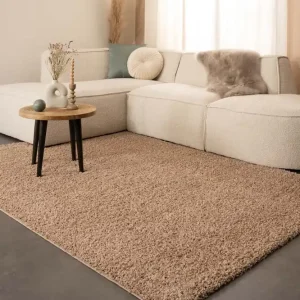 Hoogpolig vloerkleed shaggy Trend effen – beige    -67% Alleen Vandaag