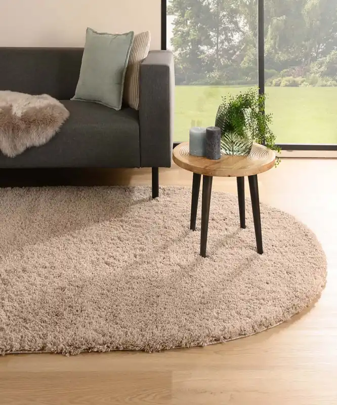 Ovaal hoogpolig vloerkleed – Cozy Shaggy – beige Black Friday-61% Laatste Versie