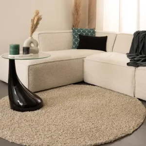 Direct Verzonden Rond hoogpolig vloerkleed shaggy Trend effen – champagne    -56%