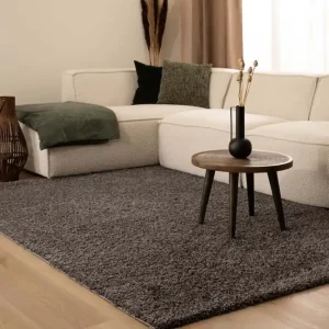 Hoogpolig vloerkleed shaggy Trend effen – grijs    -62% Seizoensaanbieding