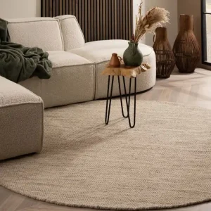 Hete Deal Rond wollen vloerkleed – Ulstein naturel/grijs    Black Friday-40%