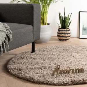 Tijdelijk Beschikbaar Rond hoogpolig vloerkleed – Cozy Shaggy – beige -43%
