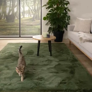 Zacht hoogpolig vloerkleed – Comfy plus – olijfgroen Black Friday-41% In De Mode