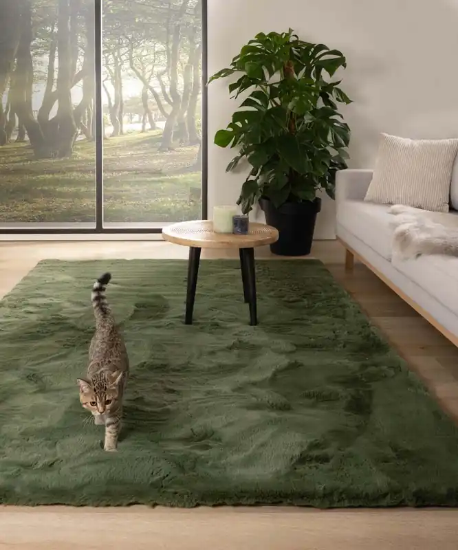 Zacht hoogpolig vloerkleed – Comfy plus – olijfgroen Black Friday-41% In De Mode