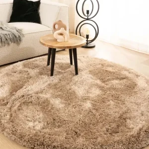 Rond shaggy vloerkleed – Meadow beige Black Friday-33% Professioneel