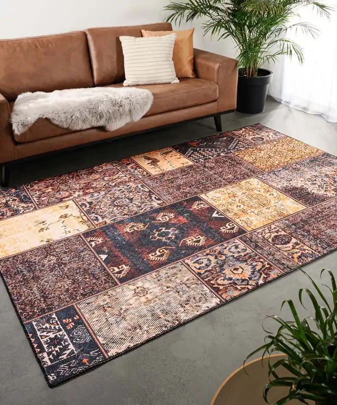 Authentiek Patchwork vloerkleed – Fade No.1 goud/bruin Black Friday-40%