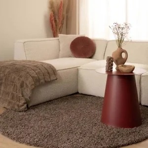 Hoogpolig vloerkleed shaggy Trend effen rond – taupe    -68% Bestseller