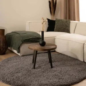Direct Beschikbaar Hoogpolig vloerkleed shaggy Trend effen rond – grijs    -65%