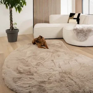 Koopje Fluffy vloerkleed organisch – Comfy Plus taupe Black Friday-42%
