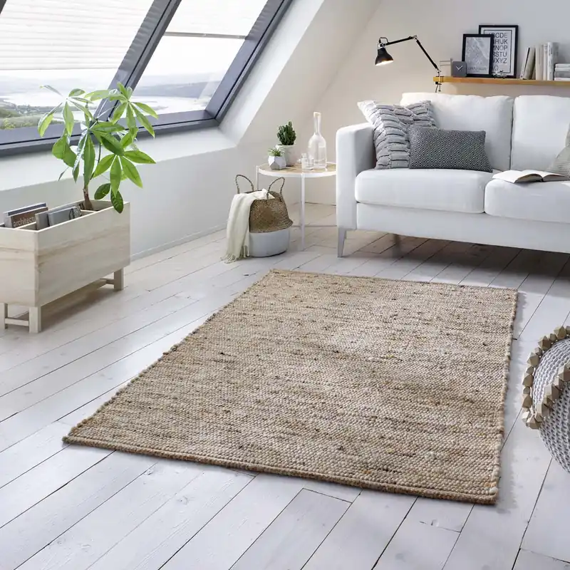 Wollen vloerkleed handweef Oslo – beige/crème -34% Veilige Betaling