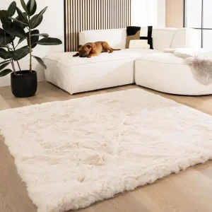 Fluffy vloerkleed vierkant – Comfy Deluxe crème Black Friday-46% Express Levering