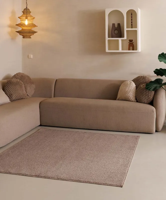 Vierkant vloerkleed Fine – beige -39% Gecertificeerd