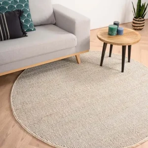 Betrouwbaar Rond wollen vloerkleed Lett – wit/beige Black Friday-38%