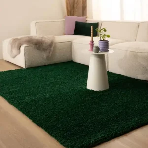 Superprijs Hoogpolig vloerkleed shaggy Trend effen – jade -61%