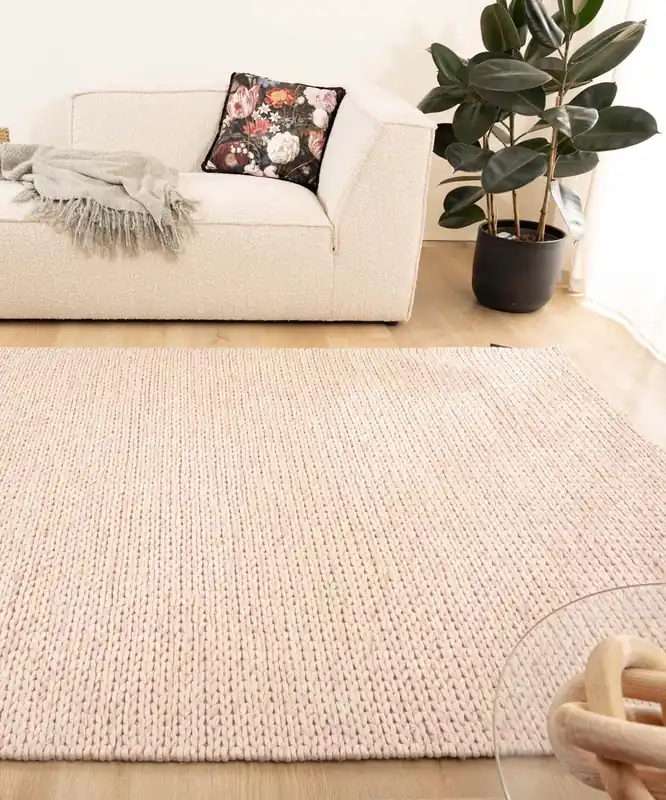 Nieuwe Collectie Wollen vloerkleed – Hyssing crème/roze Black Friday-49%