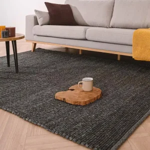 Wollen vloerkleed Lett – donkergrijs    Black Friday-42% Beste Prijs