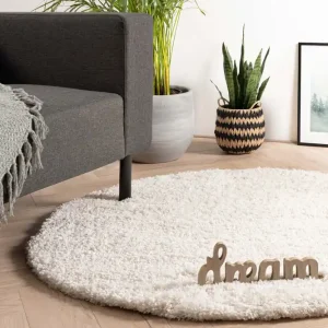 Rond hoogpolig vloerkleed – Cozy Shaggy – wit -73% Goedkoop