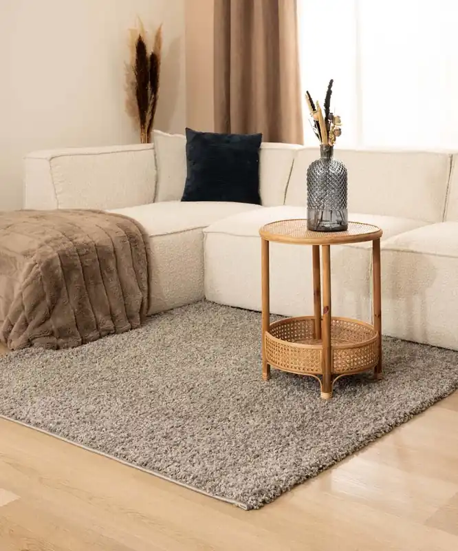 Vierkant hoogpolig vloerkleed shaggy Trend effen – lichtgrijs Black Friday-47% Nu Kopen