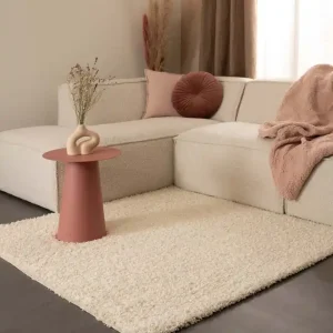 Vierkant hoogpolig vloerkleed shaggy Trend effen – crème    Black Friday-68% Aanbieding