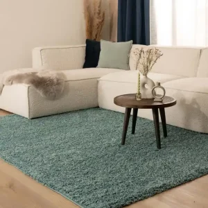 Hoogpolig vloerkleed shaggy Trend effen – lichtblauw    -61% Exclusief