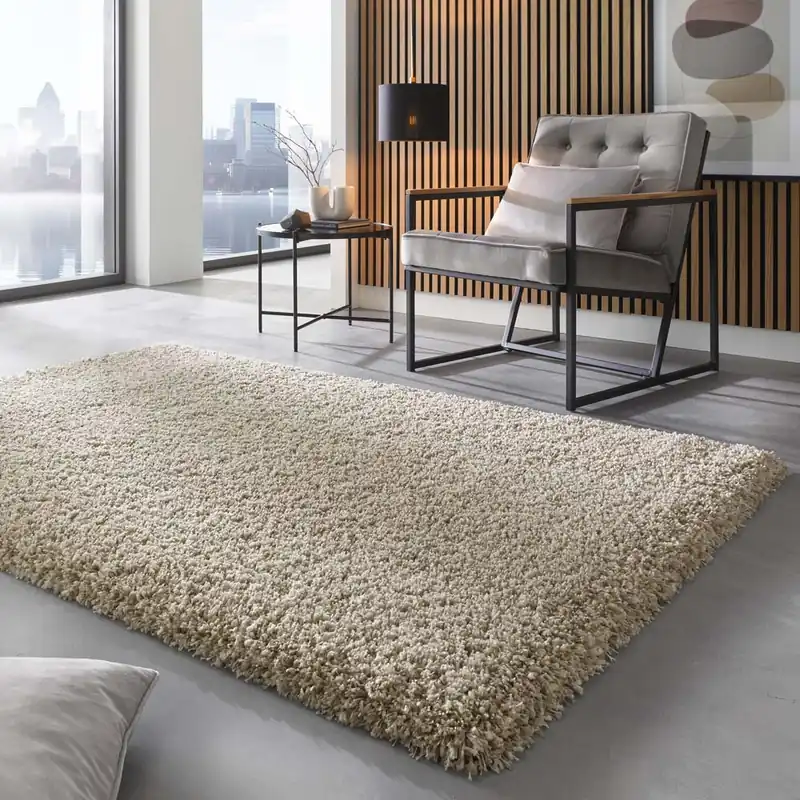 Bulkbestelling Hoogpolig vloerkleed Shaggy Prime – wit/beige -30%