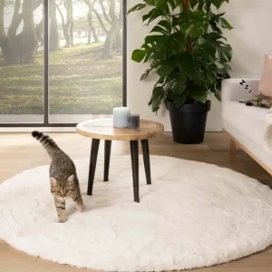 Garantie Inbegrepen Rond hoogpolig vloerkleed – Comfy plus – wit Black Friday-45%