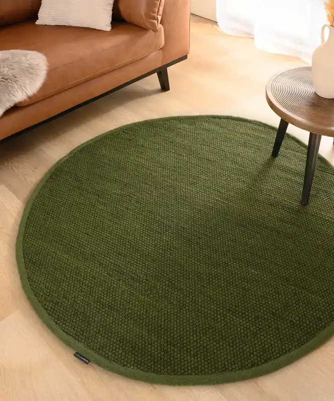 Rond wollen vloerkleed Lett – groen Black Friday-38% Nieuw Model